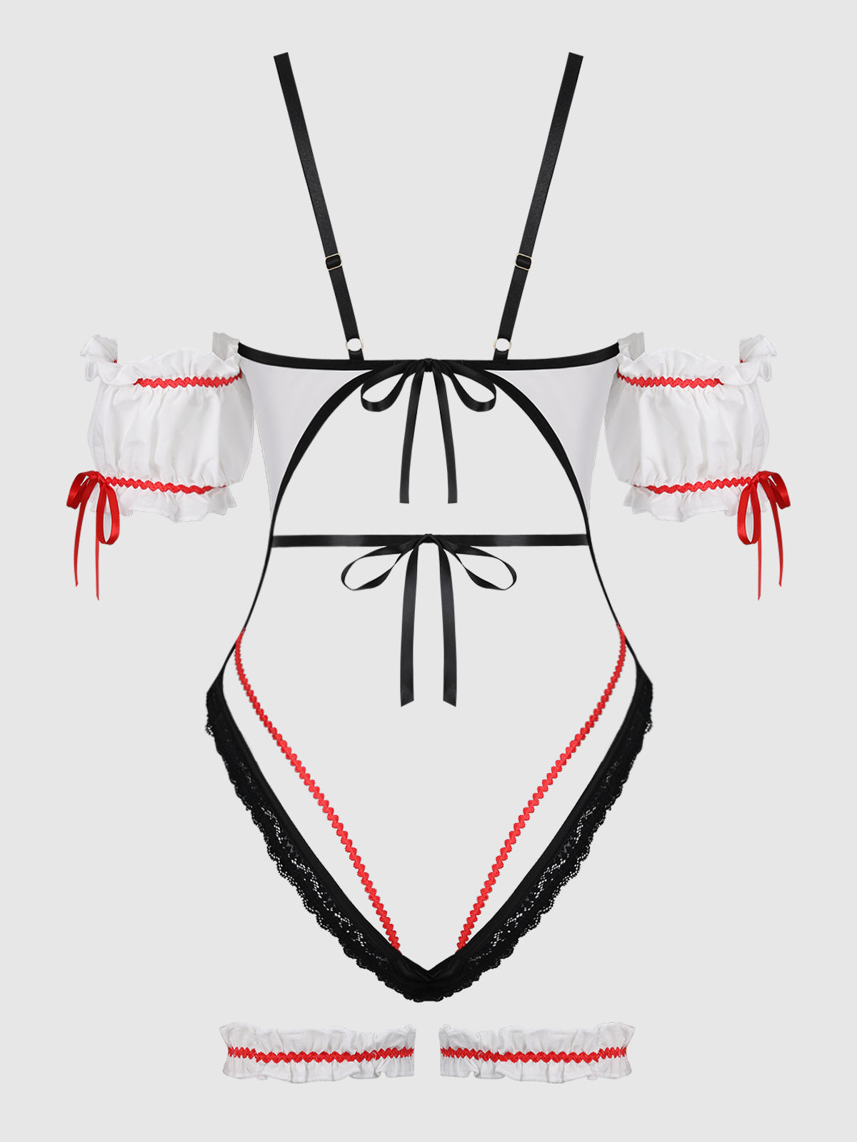 BIERGARTEN BABE CROTCHLESS TEDDY WITH DETACHABLE GARTERS