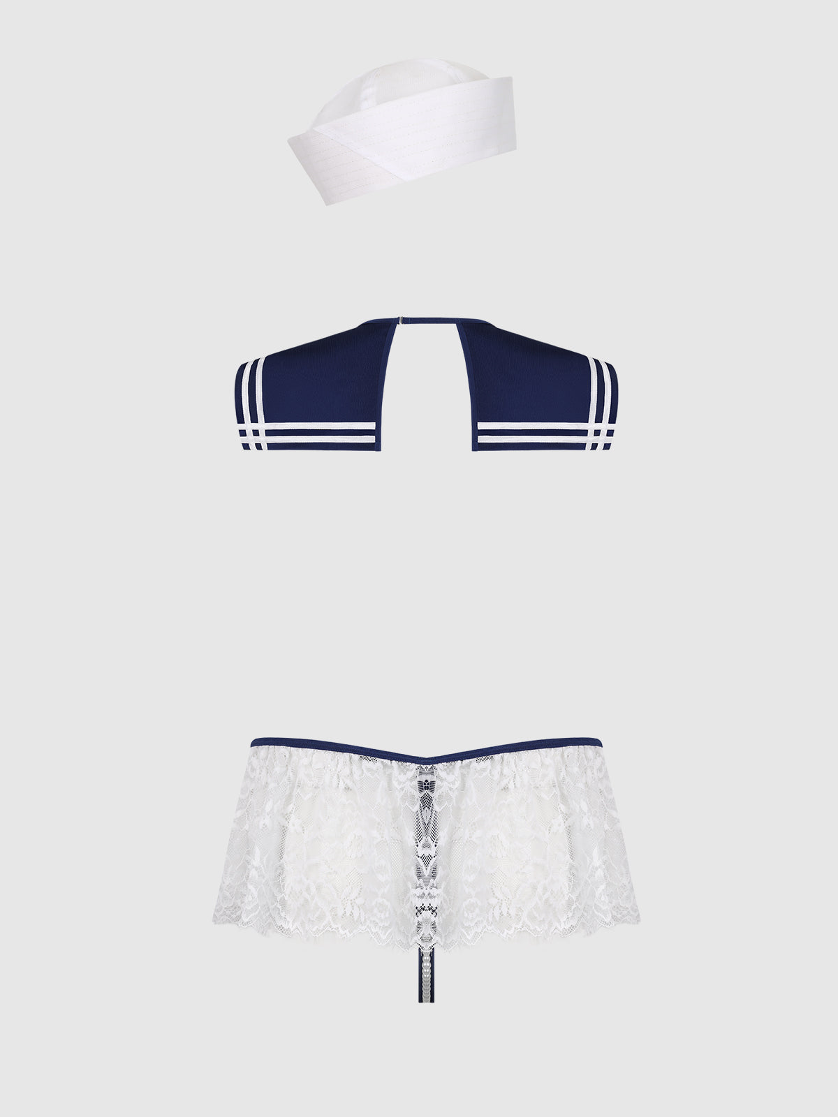HIGH TIED SAILOR CROTCHLESS TEDDY WITH HAT