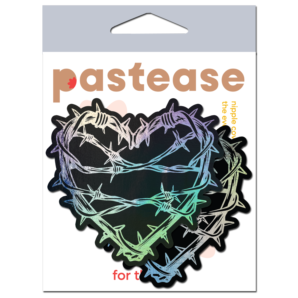 Barbed Wire Heart Pasties Holographic Nipple Covers by Pastease®