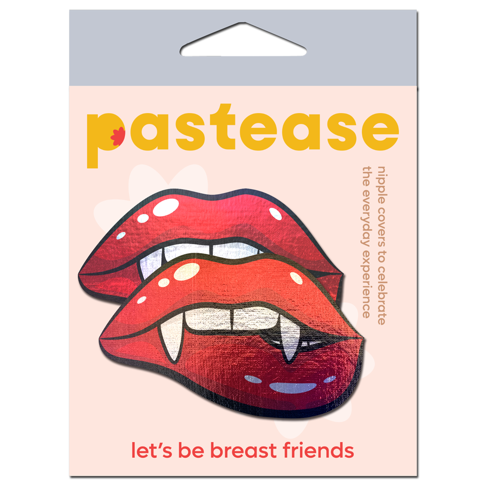 Vampire Fangs Pasties Biting Lip Breast Covers by Pastease