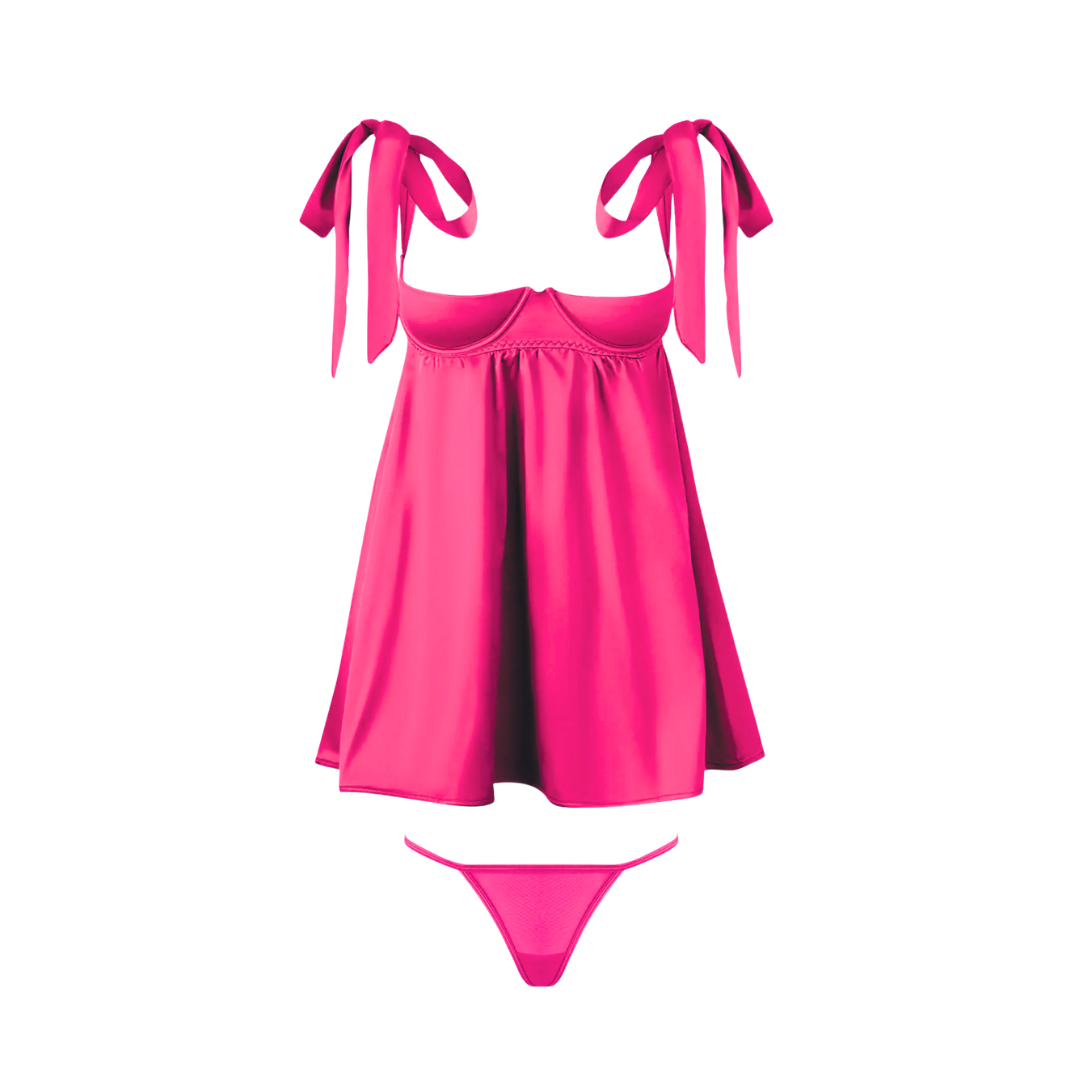 Brigeta Satin Open Cut Babydoll