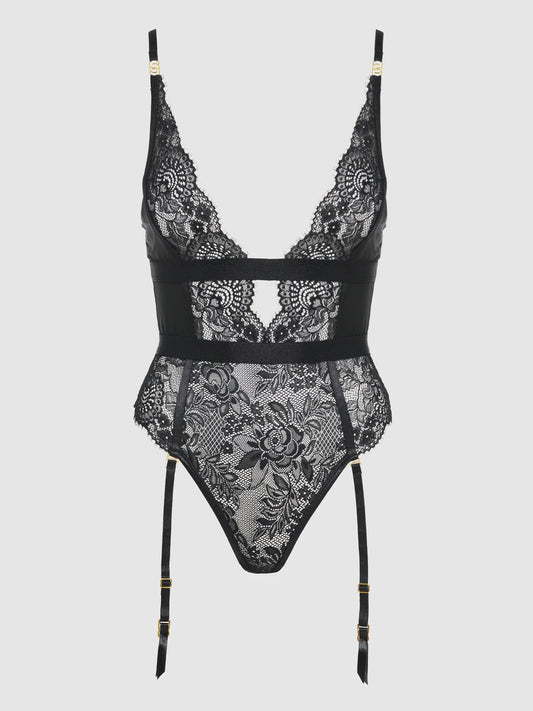 HELENA LACE & SATIN WIRELESS & OPEN BACK TEDDY