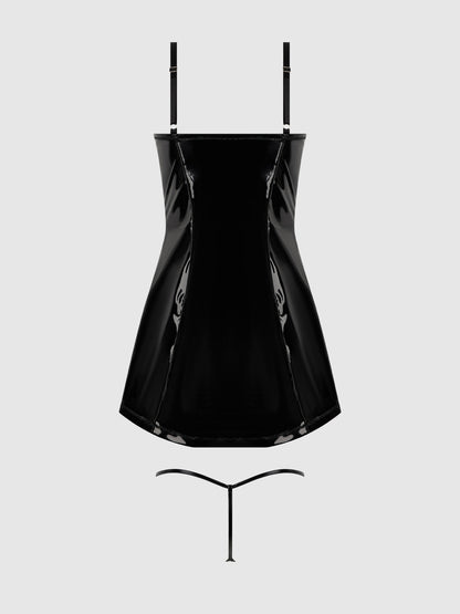 TRINITY PATENT CHEMISE & G-STRING SET