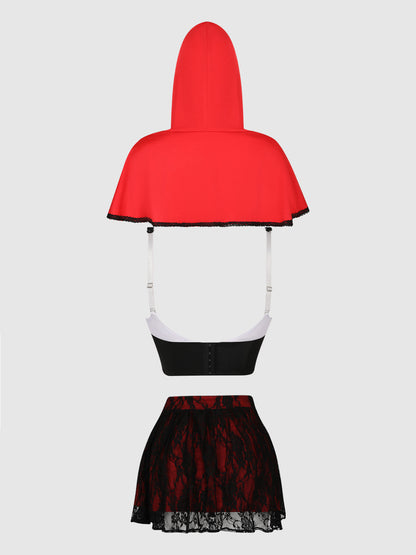 LIL RED BUSTIER, SKIRT & HOOD SET