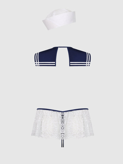 HIGH TIED SAILOR CROTCHLESS TEDDY WITH HAT