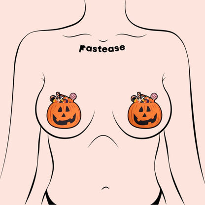 Trick-or-Treat Pumpkin Pasties with Candy Nipple Covers by Pastease