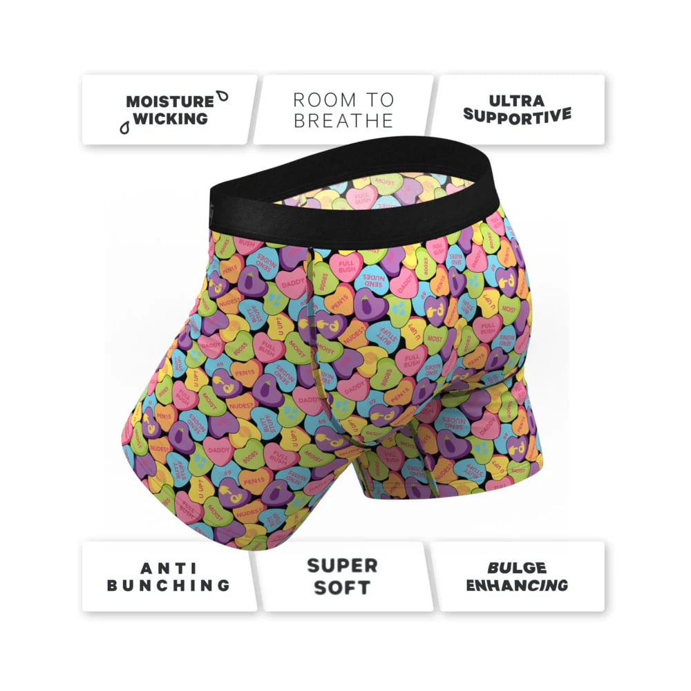 The Candy Crush Candy Hearts Ball Hammock Pouch Underwear with Fly