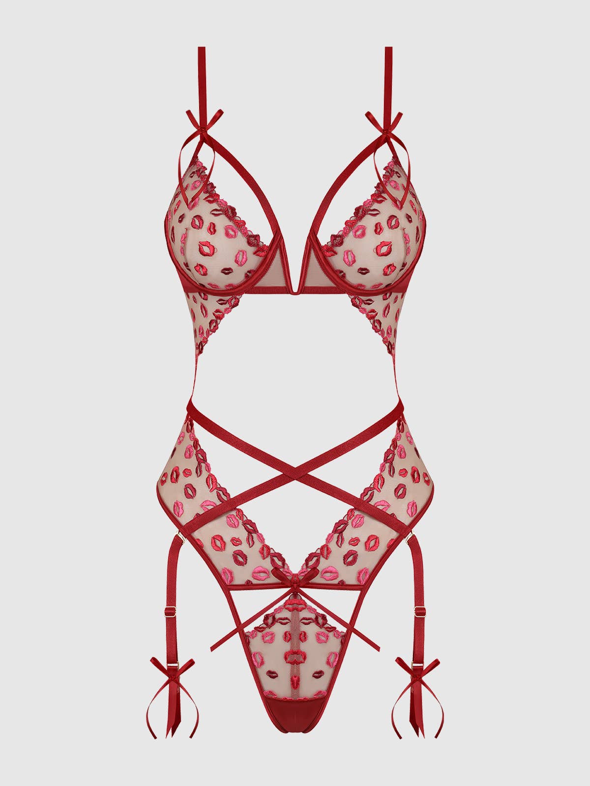 ANGELINA LIPS EMBROIDERY CUTOUT TEDDY