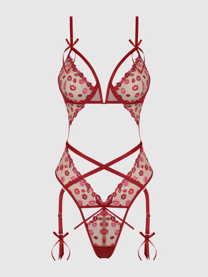 ANGELINA LIPS EMBROIDERY CUTOUT TEDDY