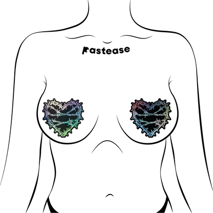 Barbed Wire Heart Pasties Holographic Nipple Covers by Pastease®