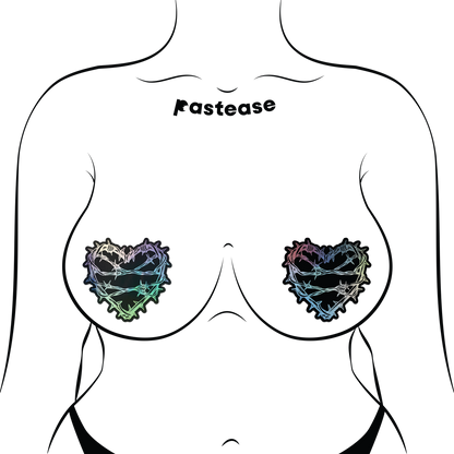 Barbed Wire Heart Pasties Holographic Nipple Covers by Pastease®