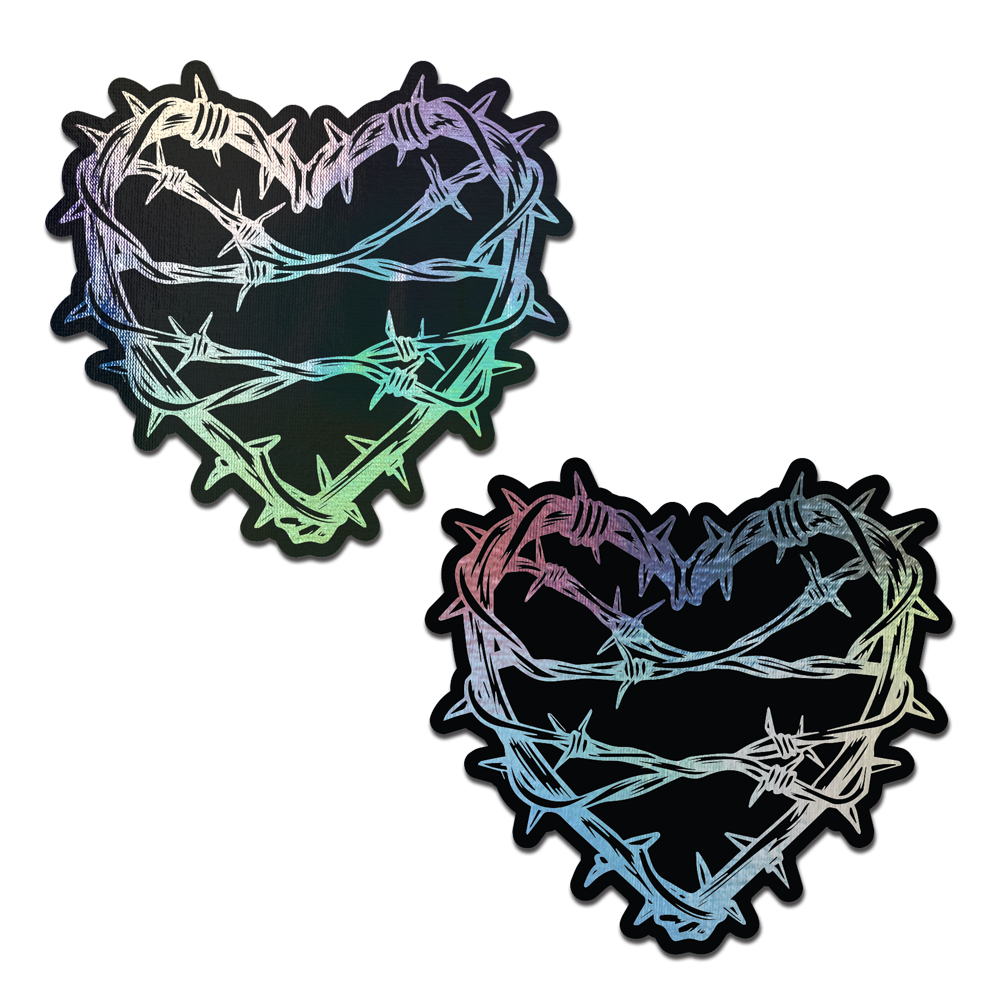 Barbed Wire Heart Pasties Holographic Nipple Covers by Pastease®