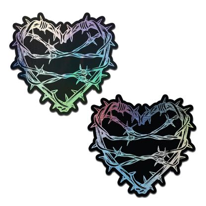 Barbed Wire Heart Pasties Holographic Nipple Covers by Pastease®
