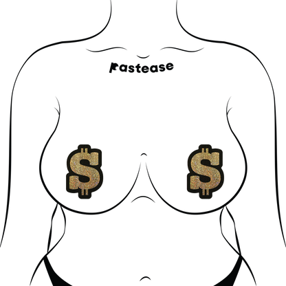 Money: Gold Glitter Dollar Sign Nipple Pasties by Pastease®
