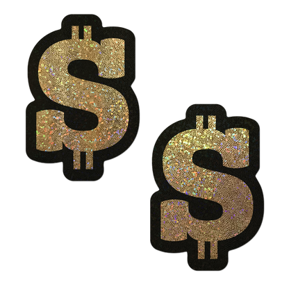 Money: Gold Glitter Dollar Sign Nipple Pasties by Pastease®