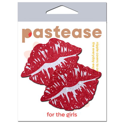 Kisses: Sparkly Red Kissing Puckered Lips Nipple Covers by Pastease