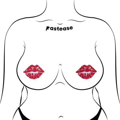 Kisses: Sparkly Red Kissing Puckered Lips Nipple Covers by Pastease