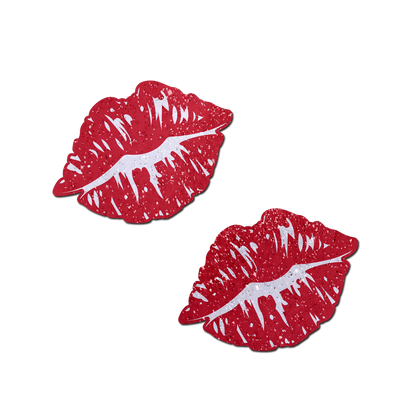Kisses: Sparkly Red Kissing Puckered Lips Nipple Covers by Pastease