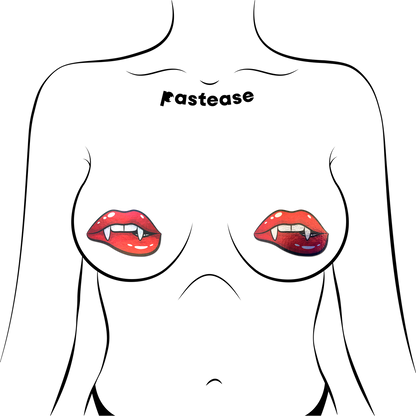 Vampire Fangs Pasties Biting Lip Breast Covers by Pastease