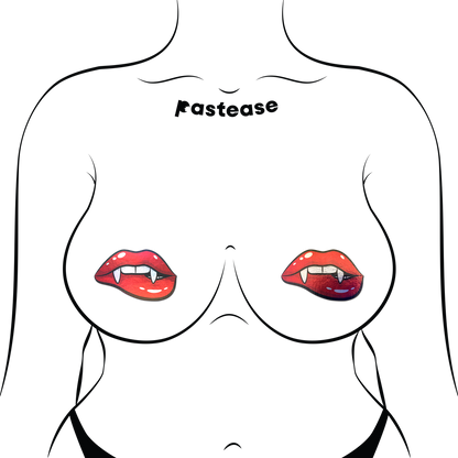Vampire Fangs Pasties Biting Lip Breast Covers by Pastease