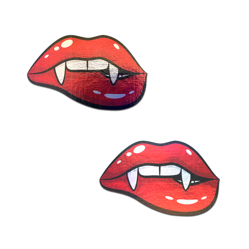 Vampire Fangs Pasties Biting Lip Breast Covers by Pastease
