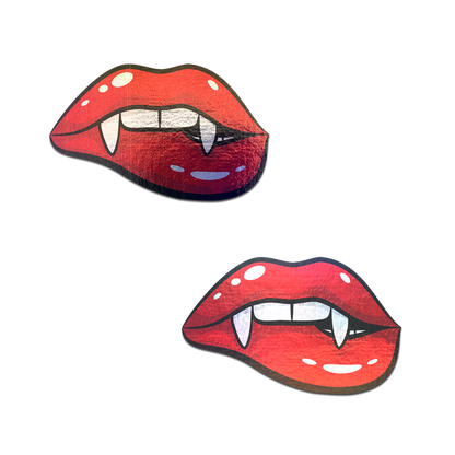 Vampire Fangs Pasties Biting Lip Breast Covers by Pastease