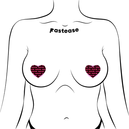 Petites: Two-Pair Small 'Fuck Me' Hearts Nipple Pasties by Pastease®