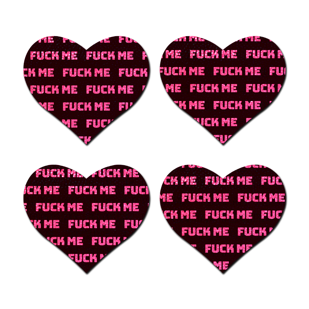 Petites: Two-Pair Small 'Fuck Me' Hearts Nipple Pasties by Pastease®