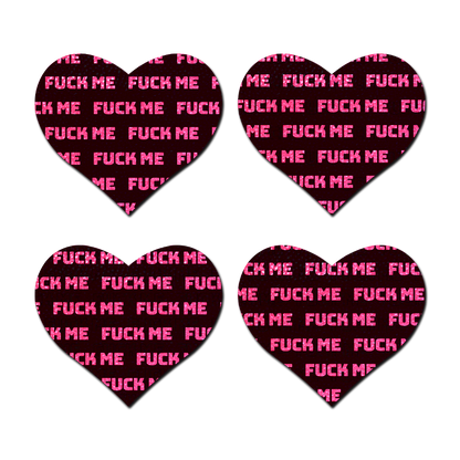 Petites: Two-Pair Small 'Fuck Me' Hearts Nipple Pasties by Pastease®