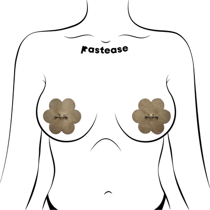 Pierced Pasties: Nude Flower Breast Petal with Barbell Piercing Nipple Covers by Pastease