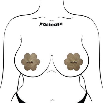 Pierced Pasties: Nude Flower Breast Petal with Barbell Piercing Nipple Covers by Pastease