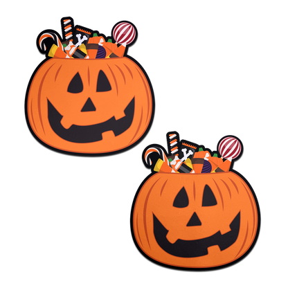 Trick-or-Treat Pumpkin Pasties with Candy Nipple Covers by Pastease