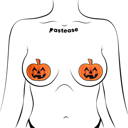 Pumpkin: Spooky Halloween Jack O' Lantern Nipple Pasties by Pastease® o/s