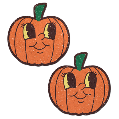Pumpkin Breast Pasties Cutie Pie Face Jack O' Lantern Nipple Covers by Pastease