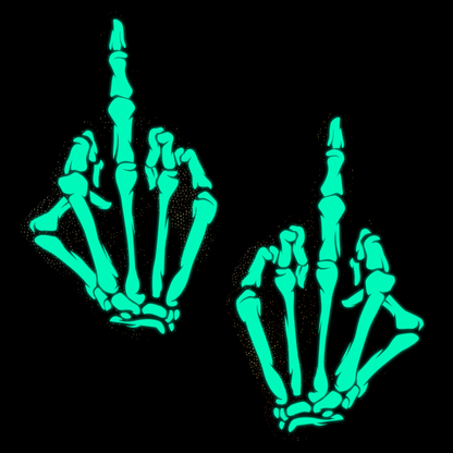 Middle Finger Skeleton Hand Pasties Glow in the Dark White & Black Boney Hand Nipple Covers by Pastease®