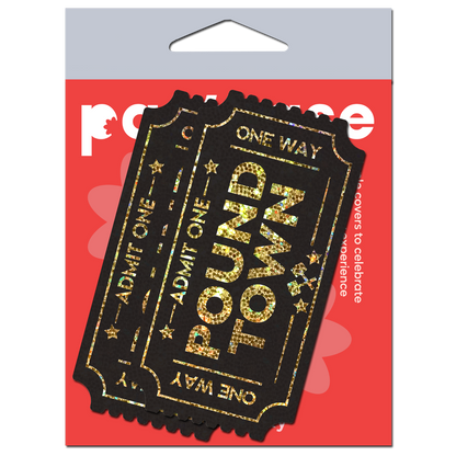 Pound Town Pasties: One-Way Ticket to Pound Town Gold Glitter Nipple Covers by Pastease