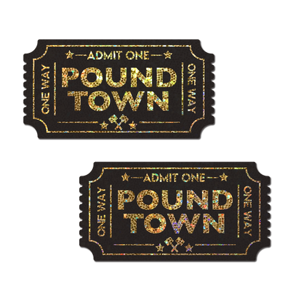 Pound Town Pasties: One-Way Ticket to Pound Town Gold Glitter Nipple Covers by Pastease