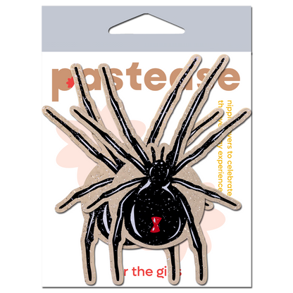 Black Widow Pasties on Sparkling Velvet Halloween Breast Covers by Pastease