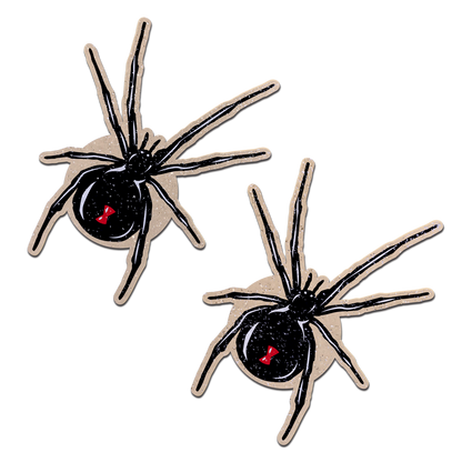Black Widow Pasties on Sparkling Velvet Halloween Breast Covers by Pastease