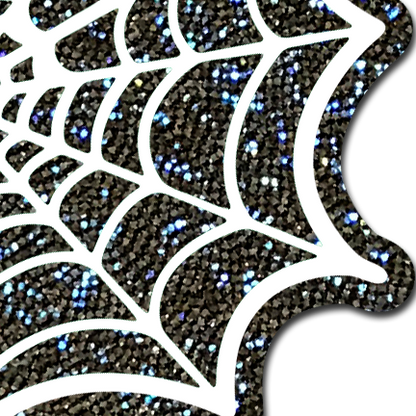 Web: Glitter Black Glow in the Dark Spooky Spider Web Nipple Covers by Pastease